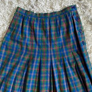 Vintage Easter Plaid Pleated Skirt